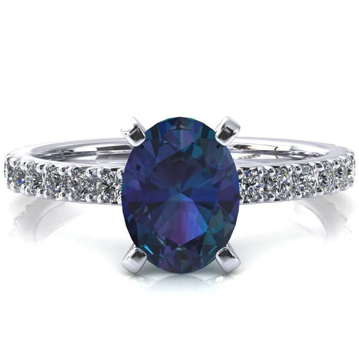 Rings Nefili Oval Alexandrite 4 Prong 58 Eternity Diamond French Pave Engagement Ring Fire Brilliance Rings Nefili Oval Alexandrite 4 Prong 58 Eternity Diamond French Pave Engagement Ring Fire Brilliance