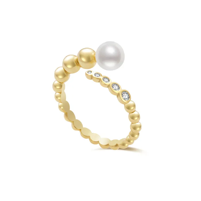 Rings Pearly Lustre Top Grade Freshwater Pearl Ring WR00287 BUBBLE
