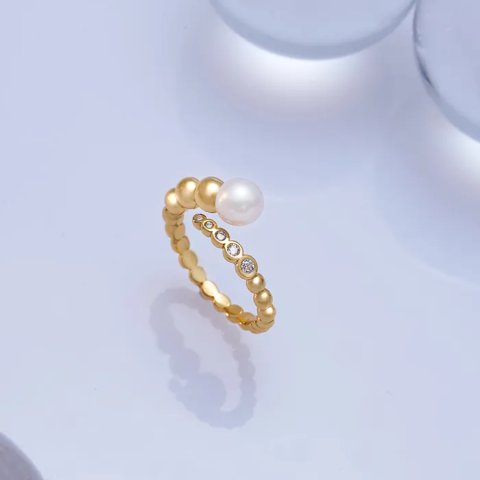 Rings Pearly Lustre Top Grade Freshwater Pearl Ring WR00287 BUBBLE
