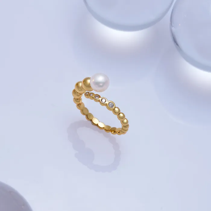 Rings Pearly Lustre Top Grade Freshwater Pearl Ring WR00287 BUBBLE