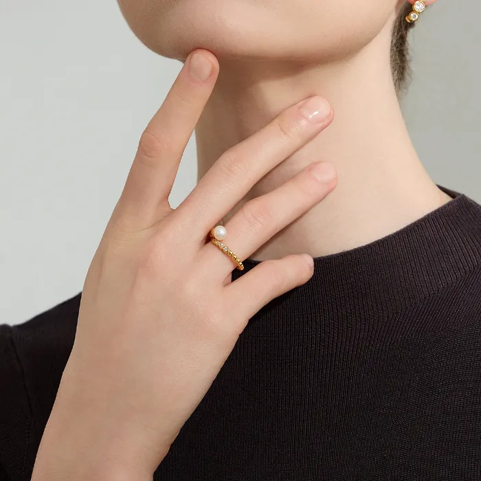 Rings Pearly Lustre Top Grade Freshwater Pearl Ring WR00287 BUBBLE