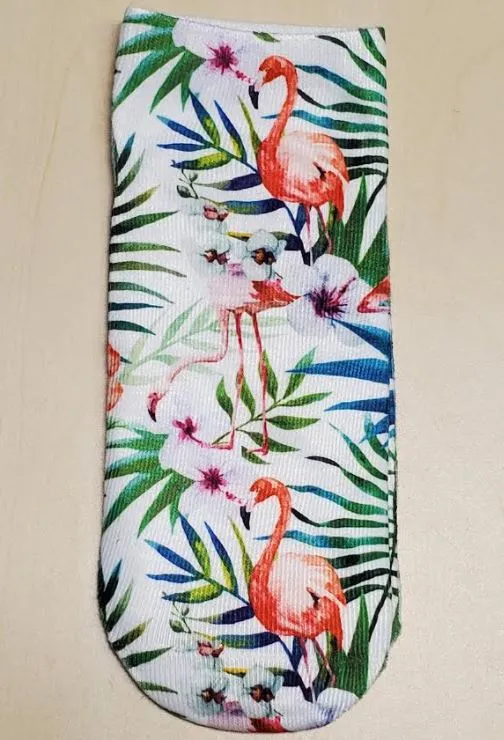 Rings POLLY SF1010 White Floral Flamingo Socks