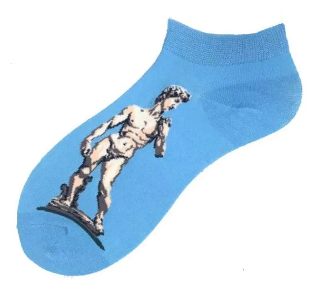 Rings POLLY SF1045 Light Blue Famous Art Statue Low Cut Socks