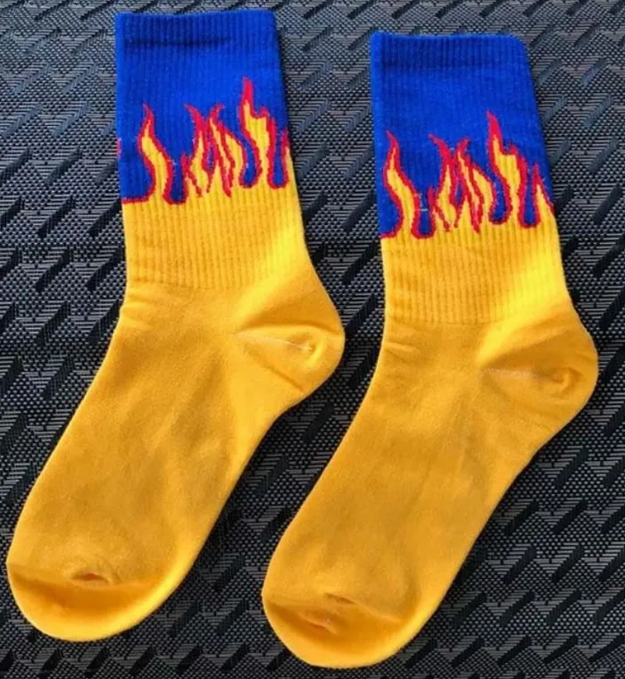 Rings POLLY SF486 Royal Blue Golden Yellow Flames Socks