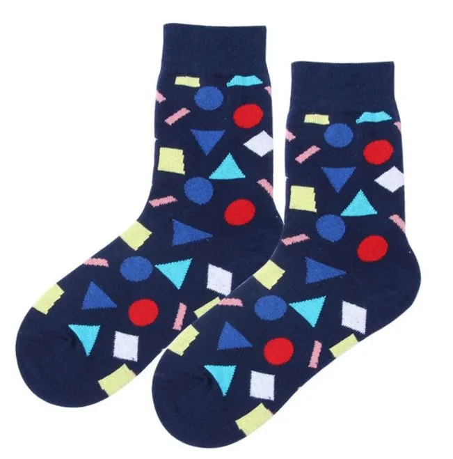 Rings POLLY SF516 Blue Colorful Assorted Shapes Socks