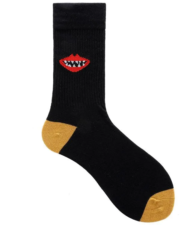 Rings POLLY SF697 Black Red Lips Sharp Teeth Socks