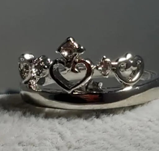 Rings R222 Silver Tiara Heart Design Ring Alice