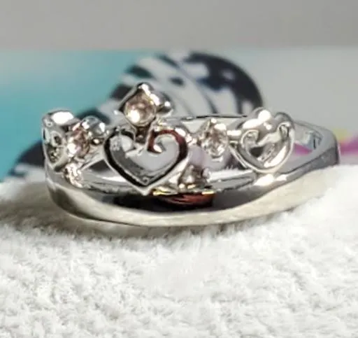 Rings R222 Silver Tiara Heart Design Ring Alice