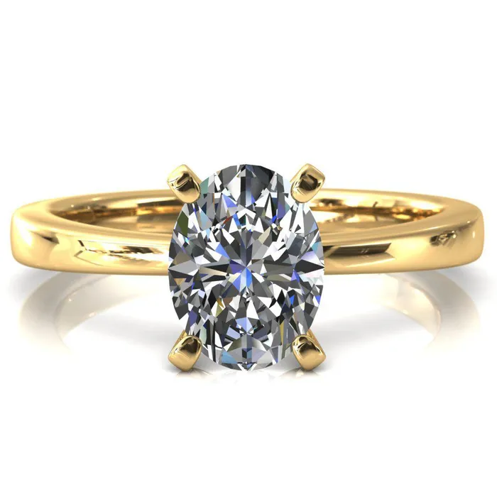 Rings Tessa Oval Lab Grown Diamond 4 Prong Pitched Shoulders Solitaire Engagement Ring Fire Brilliance 