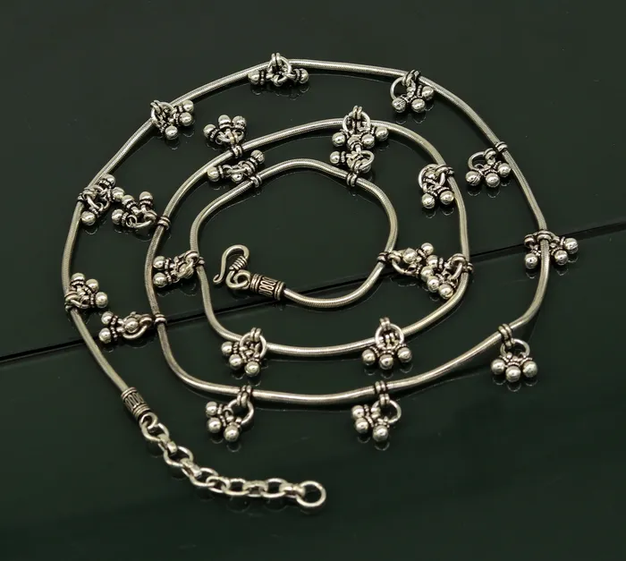 Rings TRIBAL ORNAMENTS 34 to 36 925 sterling silver handmade vintage design customized snake belly chain amazing hanging drops waist chain wedding jewelry wch08