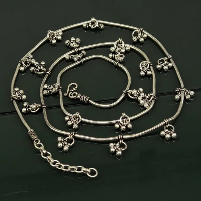 Rings TRIBAL ORNAMENTS 34 to 36 925 sterling silver handmade vintage design customized snake belly chain amazing hanging drops waist chain wedding jewelry wch08