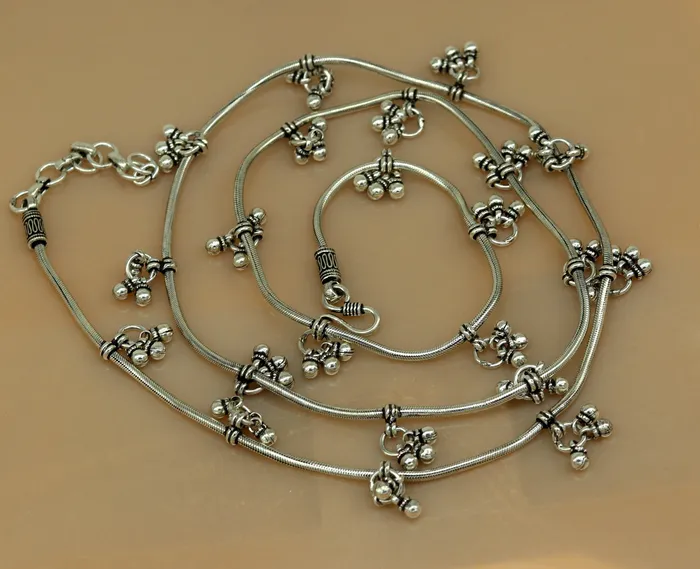 Rings TRIBAL ORNAMENTS 34 to 36 925 sterling silver handmade vintage design customized snake belly chain amazing hanging drops waist chain wedding jewelry wch08