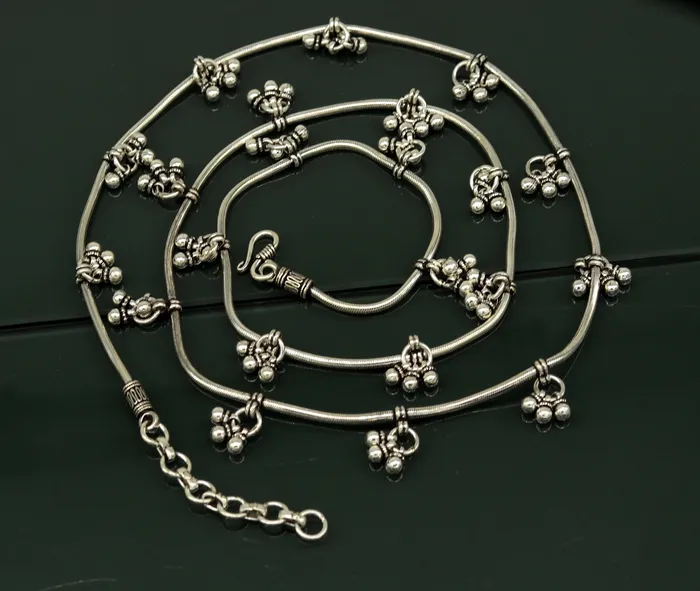 Rings TRIBAL ORNAMENTS 34 to 36 925 sterling silver handmade vintage design customized snake belly chain amazing hanging drops waist chain wedding jewelry wch08