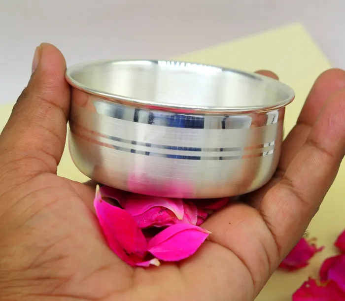 Rings TRIBAL ORNAMENTS 8cm wide 999 pure sterling silver handmade solid silver bowl silver has antibacterial properties keep stay healthy silver vessels sv50