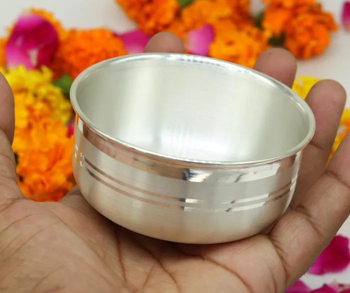 Rings TRIBAL ORNAMENTS 8cm wide 999 pure sterling silver handmade solid silver bowl silver has antibacterial properties keep stay healthy silver vessels sv50