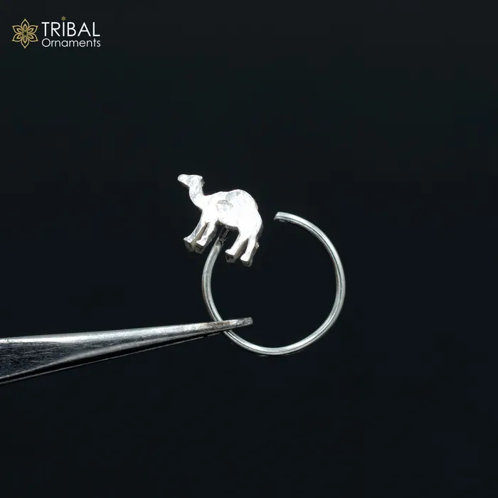 Rings TRIBAL ORNAMENTS 925 sterling silver camel design handmade fabulous nose pin u band tribal jewelry np80