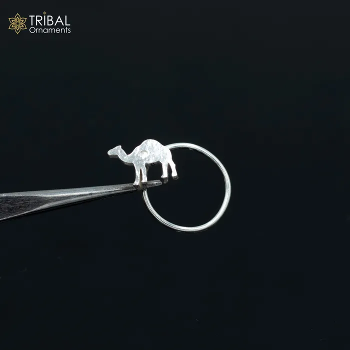 Rings TRIBAL ORNAMENTS 925 sterling silver camel design handmade fabulous nose pin u band tribal jewelry np80