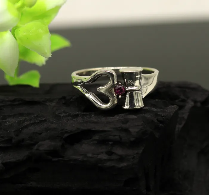 Rings TRIBAL ORNAMENTS 925 sterling silver vintage customized design shiva trident trishul ring band excellent customized pretty ring unisex jewelry sr281
