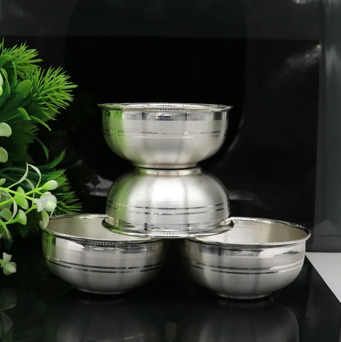 Rings TRIBAL ORNAMENTS 999 fine silver bowlTray set silver vessel silver baby utensils silver puja article gifting utensils from india sv115