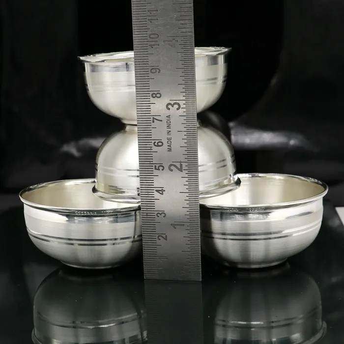 Rings TRIBAL ORNAMENTS 999 fine silver bowlTray set silver vessel silver baby utensils silver puja article gifting utensils from india sv115