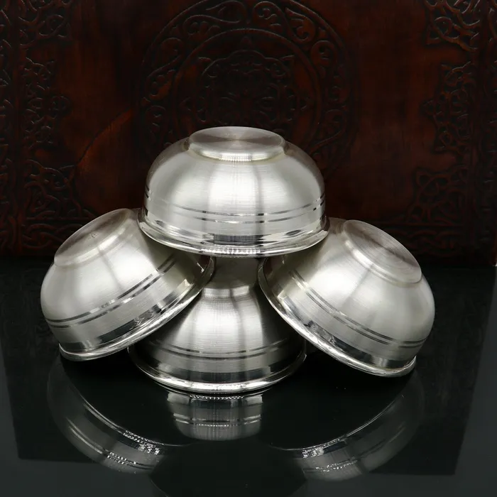 Rings TRIBAL ORNAMENTS 999 fine silver bowlTray set silver vessel silver baby utensils silver puja article gifting utensils from india sv115