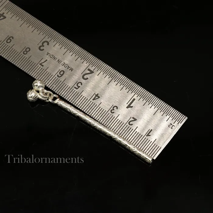 Rings Vintage design small flute Solid silver handmade idol krishna flute silver bansuri laddu gopala flute little krishna flute puja art su504 TRIBAL ORNAMENTS