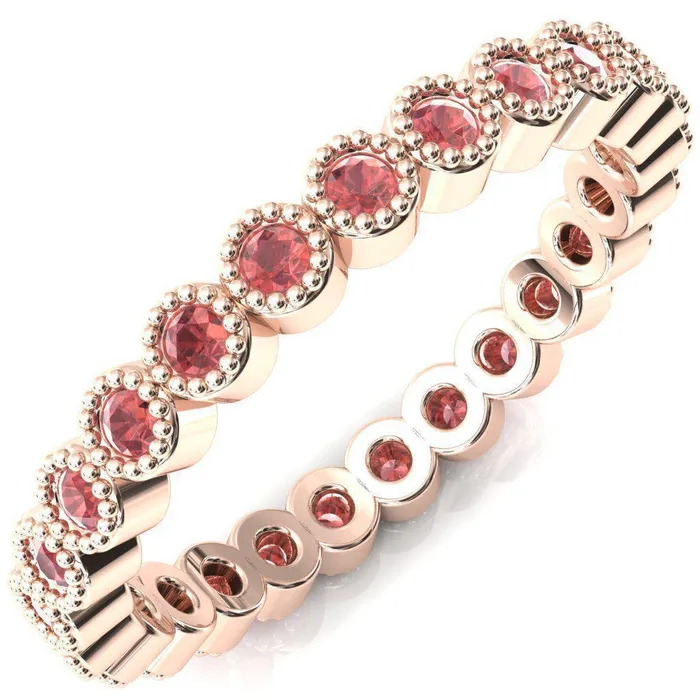 Rings Zinnia Round Padparadscha Sapphire 6 Prongs Milgrain Halo Accent Padparadscha Sapphire Ring Fire Brilliance 