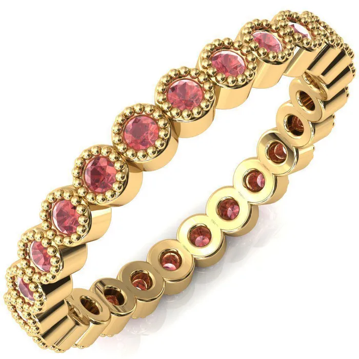 Rings Zinnia Round Padparadscha Sapphire 6 Prongs Milgrain Halo Accent Padparadscha Sapphire Ring Fire Brilliance 
