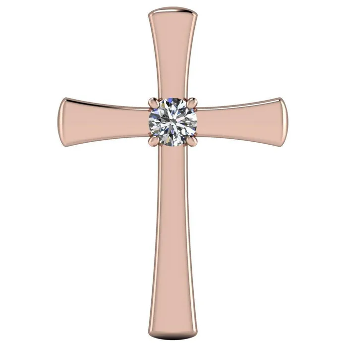 Round Center Stone 4 Prong Solitaire Cross Pendant Fire Brilliance Necklaces
