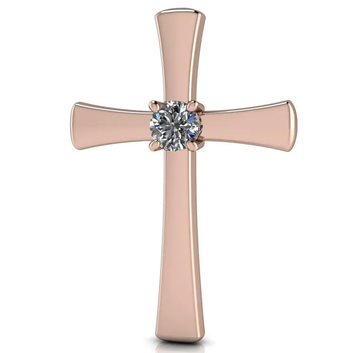 Round Center Stone 4 Prong Solitaire Cross Pendant Fire Brilliance Necklaces
