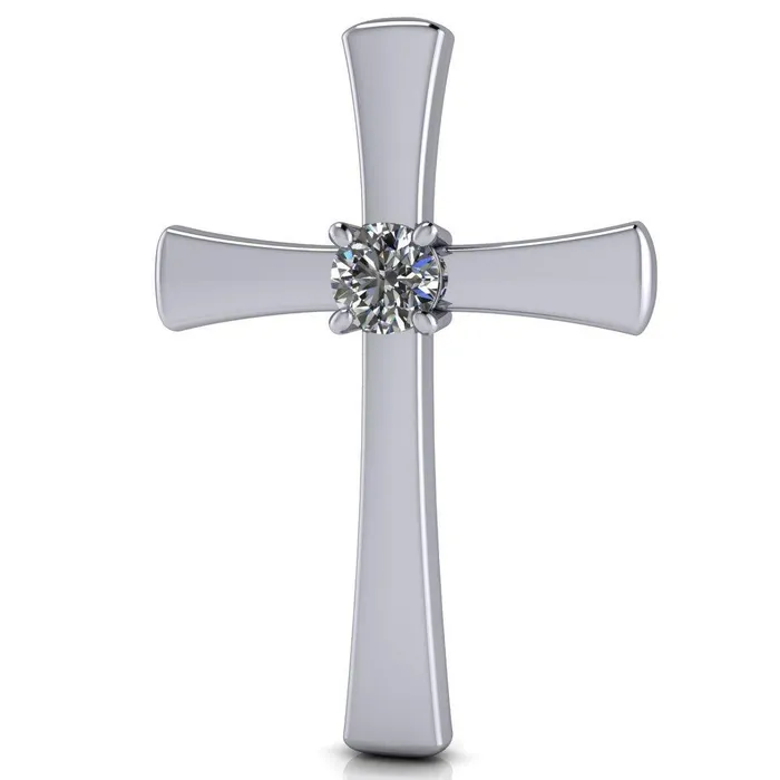 Round Center Stone 4 Prong Solitaire Cross Pendant Fire Brilliance Necklaces