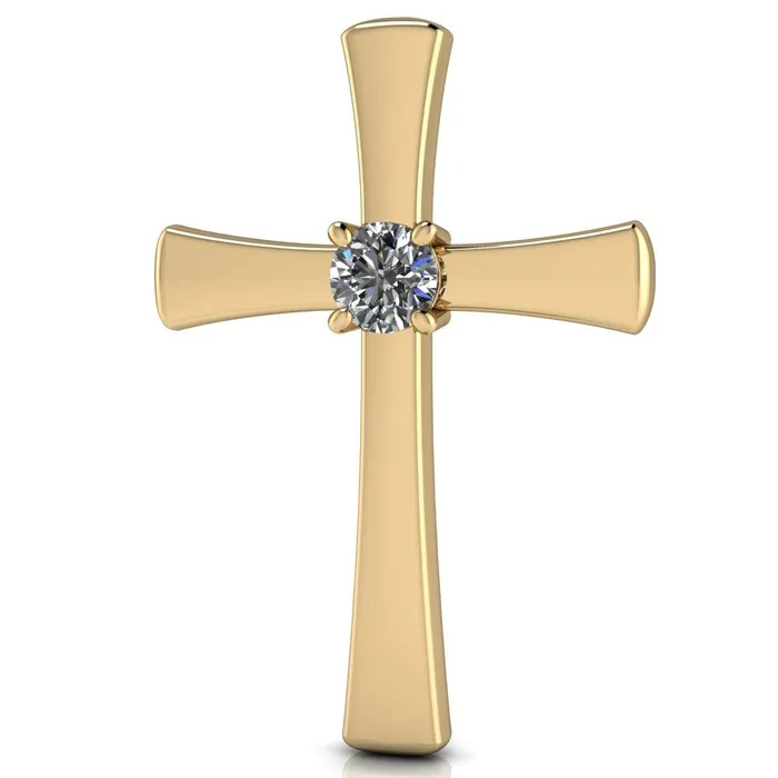 Round Center Stone 4 Prong Solitaire Cross Pendant Fire Brilliance Necklaces