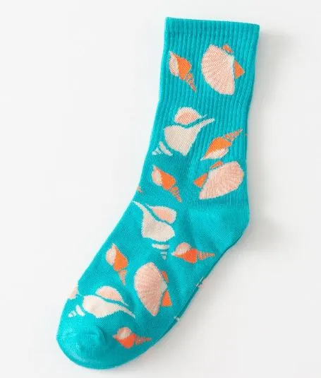 SF562 Teal Sea Shells Socks POLLY Earrings