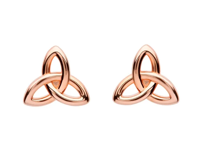 Shanore Earrings Sterling Silver Trinity Rose Gold Plated Stud Earrings