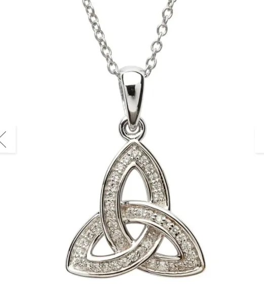 Shanore Necklaces Silver Trinity Pendant with Zirconia Crystals
