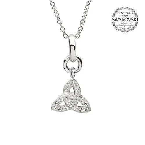 Shanore Silver Crystal Set Trinity Knot Pendant Necklaces