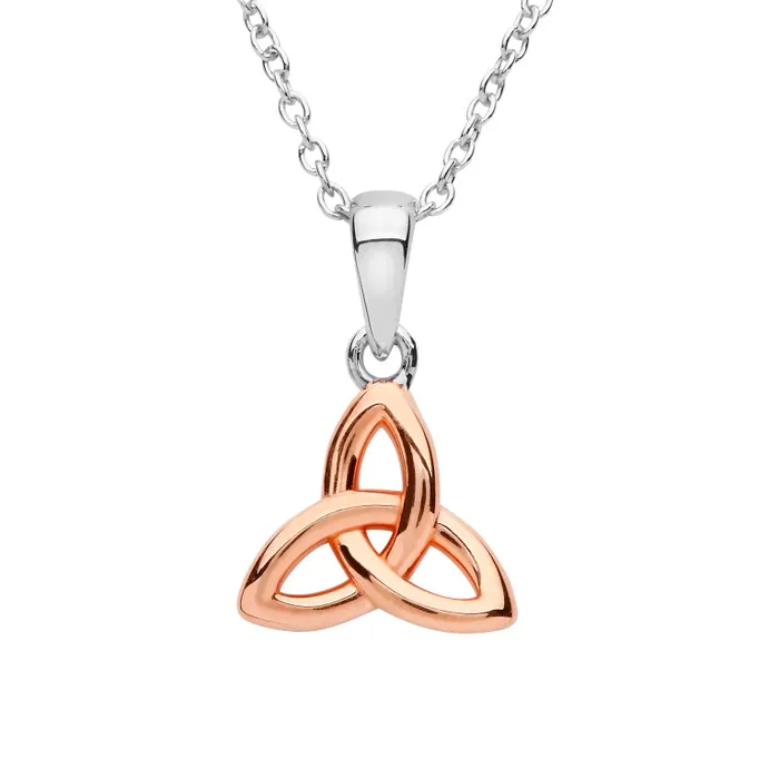 Shanore Sterling Silver Rose Gold Plated Trinity Pendant Necklaces