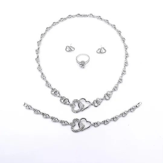 Silver wedding jewelry set Jewelvers Rings
