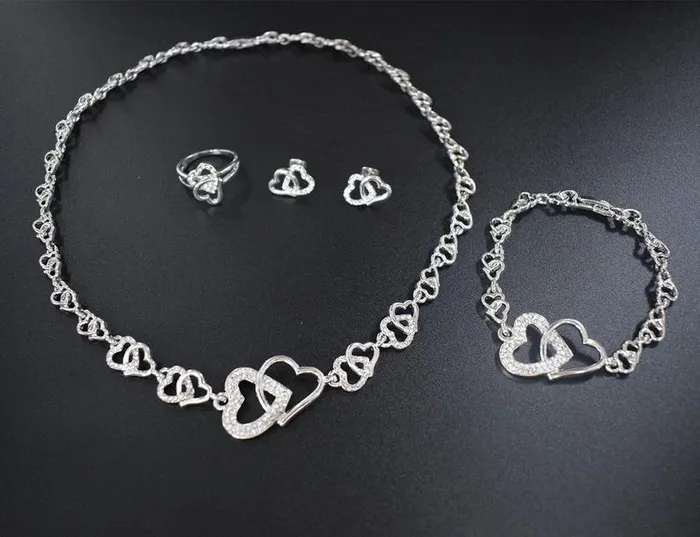 Silver wedding jewelry set Jewelvers Rings