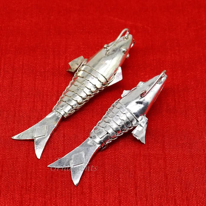 Solid silver handmade silver fish Lord vishnu avatar Matsya Silver Puja Fish For Prosperity And Good Luck best collectible art su901 TRIBAL ORNAMENTS Necklaces