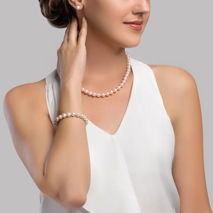 spt Bracelets 8085mm Freshwater Pearl Necklace Bracelet Earrings