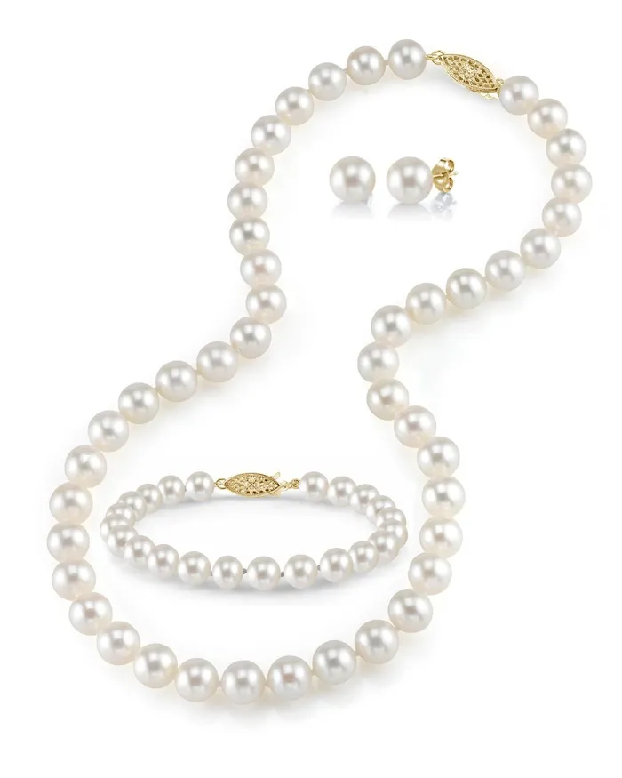 spt Bracelets 8085mm Freshwater Pearl Necklace Bracelet Earrings