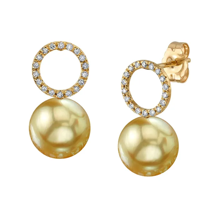 spt Earrings Golden South Sea Pearl Diamond Maya Earrings
