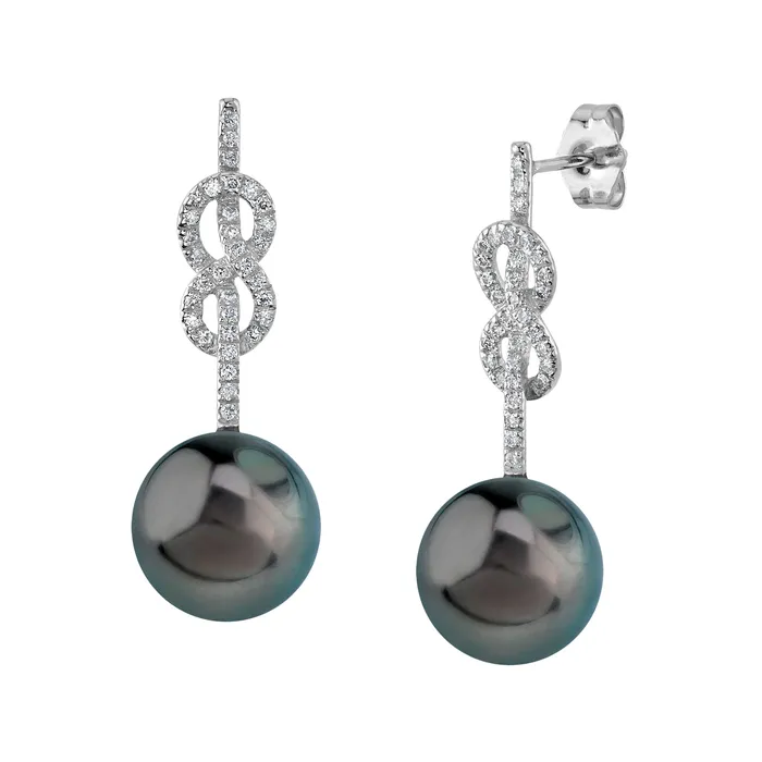 spt Earrings Tahitian South Sea Pearl Diamond Levana Infinity Earrings