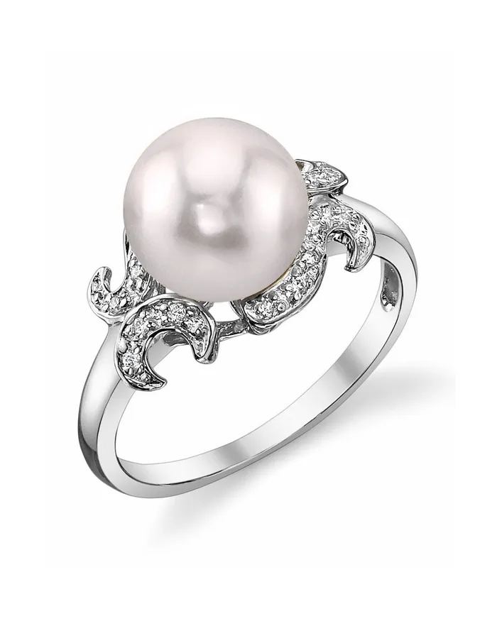 spt Rings Akoya Pearl Diamond Crown Jewel Ring