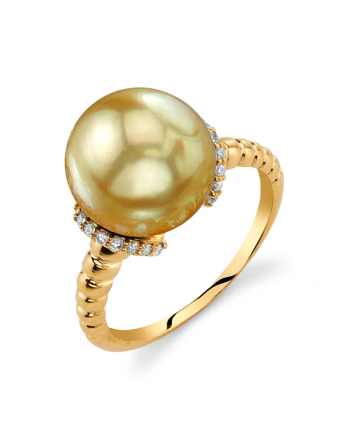 spt Rings Golden South Sea Pearl Diamond Emerge Ring