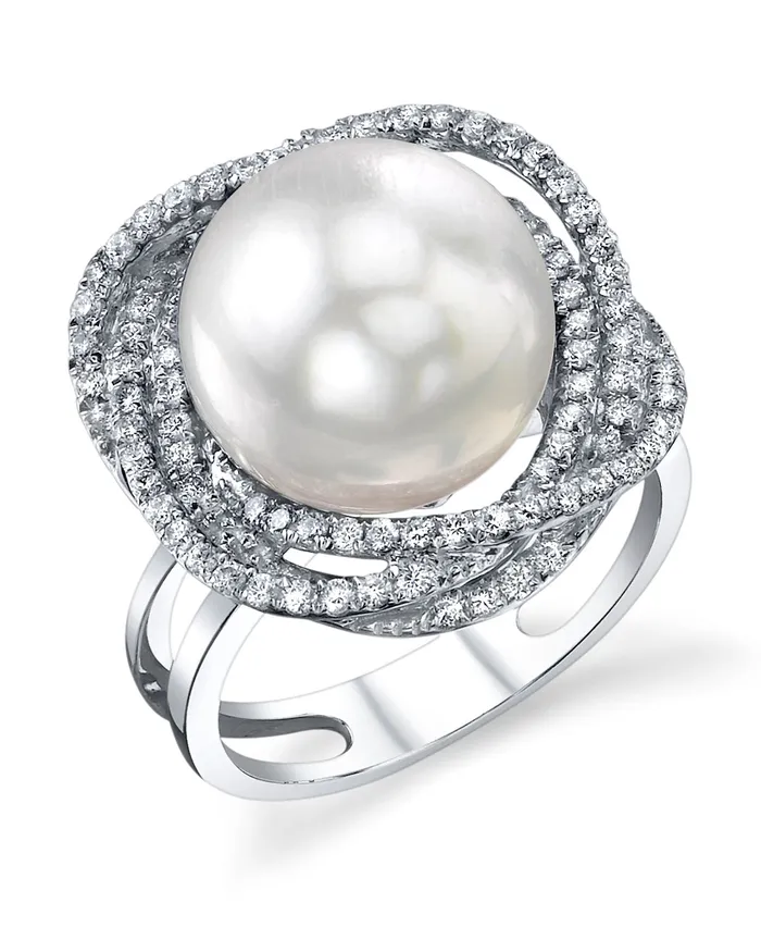 spt Rings White South Sea Pearl Diamond Orion Cocktail Ring