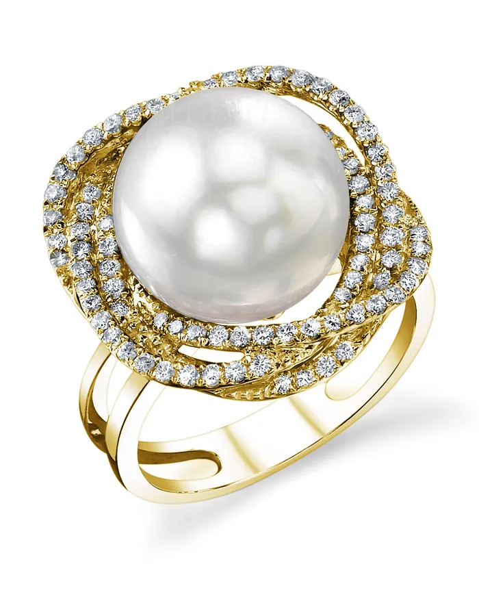 spt Rings White South Sea Pearl Diamond Orion Cocktail Ring