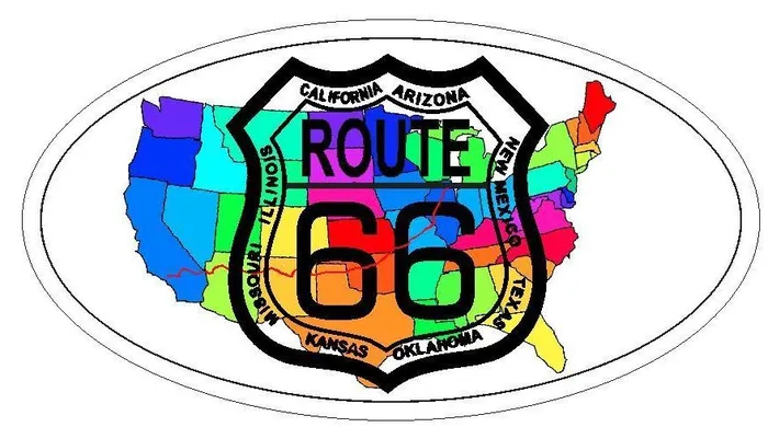 STD3724 Route 66 Oval Bumper Sticker Winter Park Products Rings
