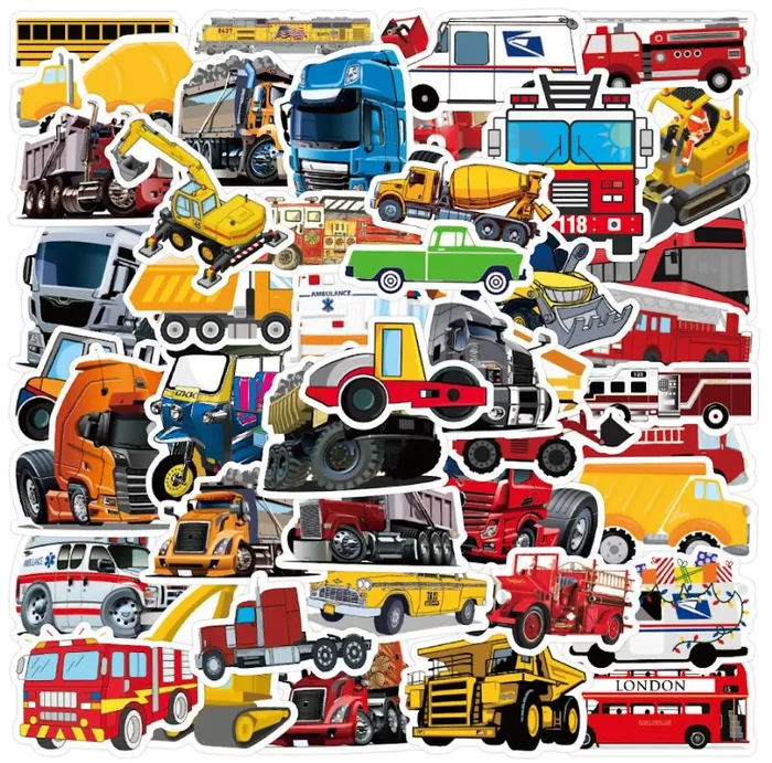 ST59 Occupational Vehicles 20 Pieces Assorted Stickers POLLY Earrings